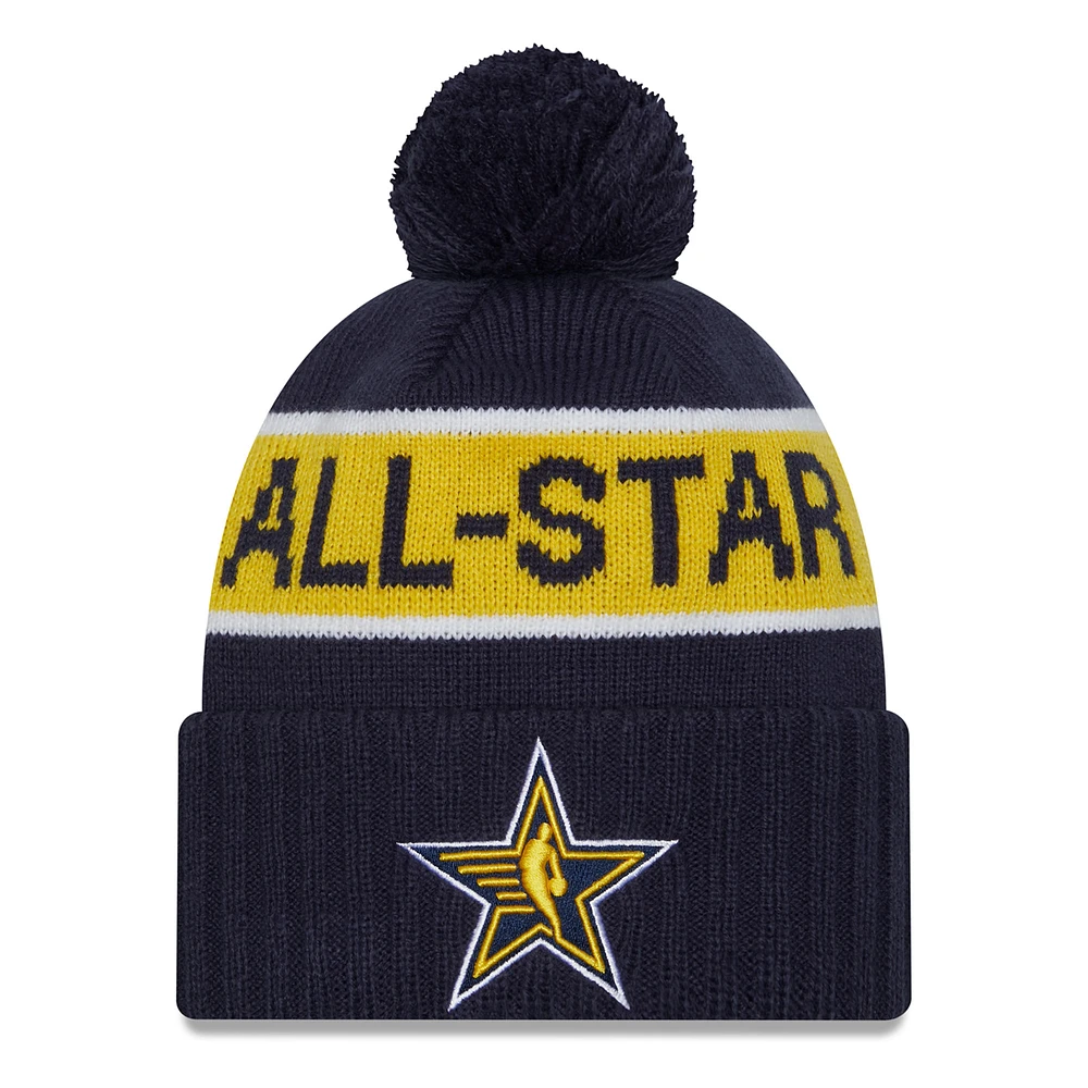 Men's New Era Navy 2024 NBA All-Star Game Cuffed Pom Knit Hat