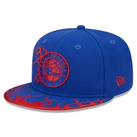 Men's New Era Royal Philadelphia 76ers  Rally Drive Flames 9FIFTY Snapback Hat