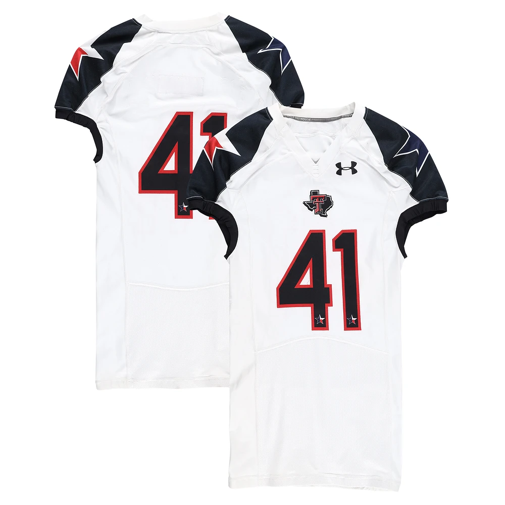 Texas Tech Red Raiders Team-Issued #41 White and Black Jersey from the 2013 NCAA Football Season