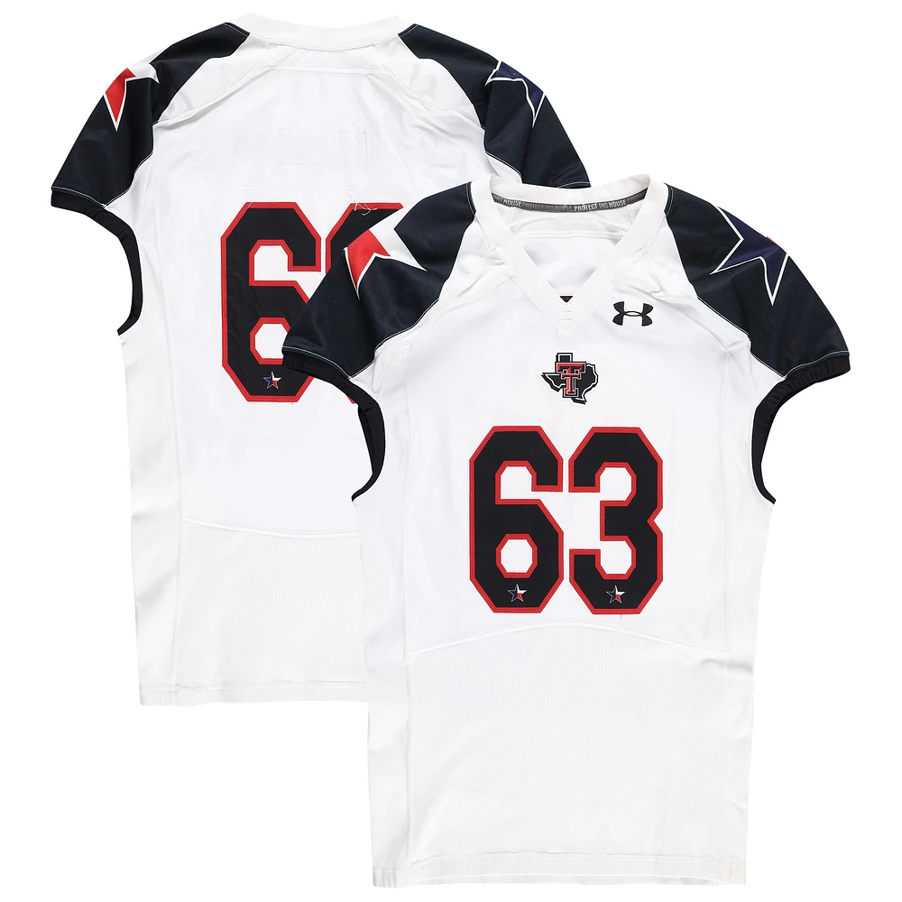 Texas Tech Red Raiders Team-Issued #63 White and Black Jersey from the 2013 NCAA Football Season