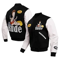Men's Freeze Max  Black/White Beavis and Butt-Head Rude Varsity Full Zip Jacket