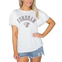 Women's Gameday Couture  White Fordham Rams Arch Logo Flutter Sleeve Lightweight T-Shirt