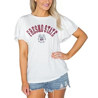 Women's Gameday Couture  White Fresno State Bulldogs Arch Logo Flutter Sleeve Lightweight T-Shirt