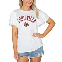 Women's Gameday Couture  White Louisville Cardinals Arch Logo Flutter Sleeve Lightweight T-Shirt