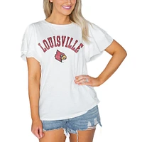 Women's Gameday Couture  White Louisville Cardinals Arch Logo Flutter Sleeve Lightweight T-Shirt