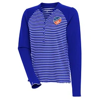 Women's Antigua  Royal FC Cincinnati Maverick Henley Long Sleeve T-Shirt