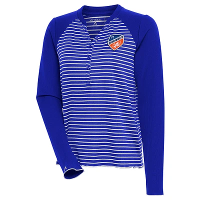 Women's Antigua  Royal FC Cincinnati Maverick Henley Long Sleeve T-Shirt