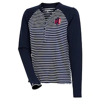 Women's Antigua  Navy St. Louis City SC Maverick Henley Long Sleeve T-Shirt