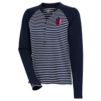 Women's Antigua  Navy St. Louis City SC Maverick Henley Long Sleeve T-Shirt