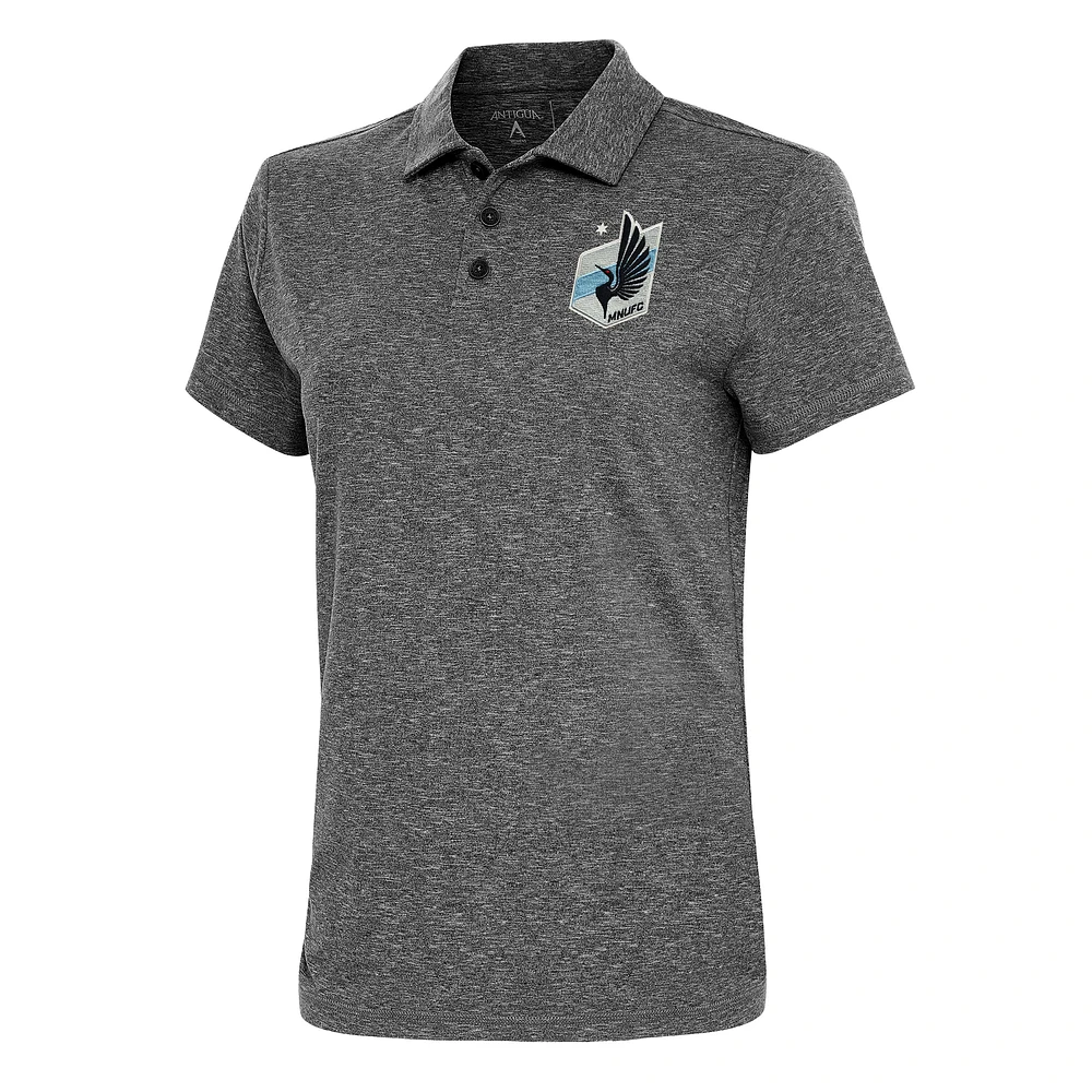Women's Antigua Heather Black Minnesota United FC Motivated Polo