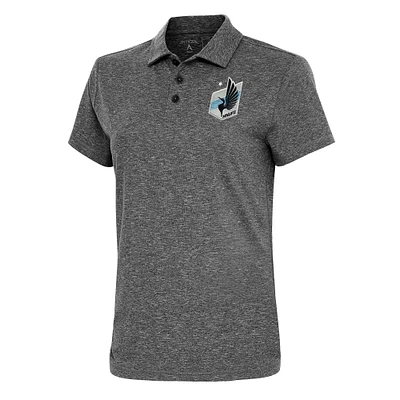Women's Antigua  Heather Black Minnesota United FC Motivated Polo