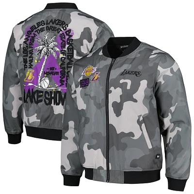 Unisex The Wild Collective Gray Los Angeles Lakers 2023/24 City Edition Camo Bomber Full-Zip Jacket