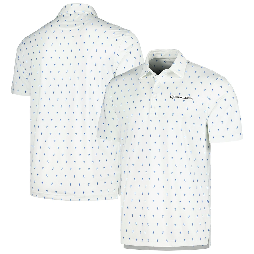 Men's White Churchill Downs The Whichway Print Polo