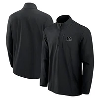 Men's Fanatics Black Cincinnati Bengals Front Office Micro Tonal Quarter-Zip Pullover