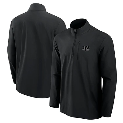 Men's Fanatics Black Cincinnati Bengals Front Office Micro Tonal Quarter-Zip Pullover
