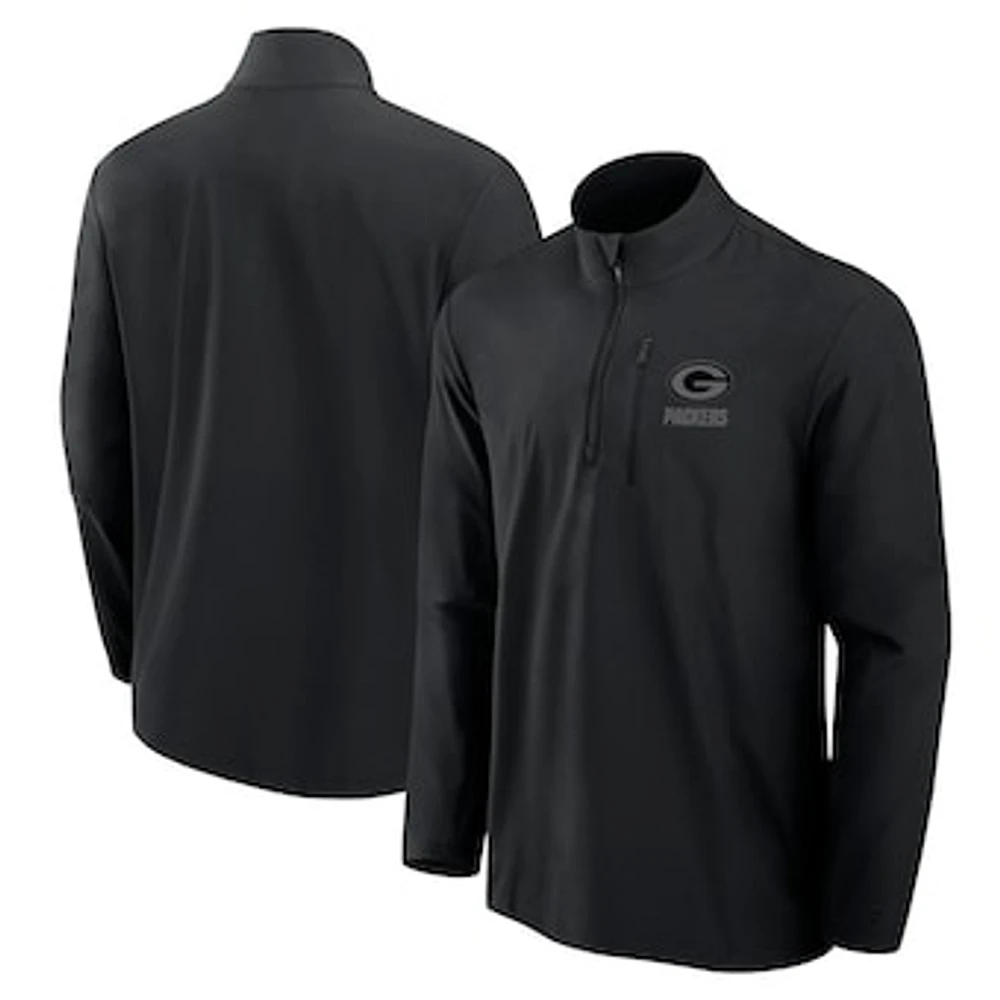 Men's Fanatics Black Green Bay Packers Front Office Woven Quarter-Zip Jacket