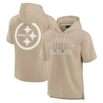 Unisex Fanatics Khaki Pittsburgh Steelers Elements Super Soft Fleece Short Sleeve Pullover Hoodie