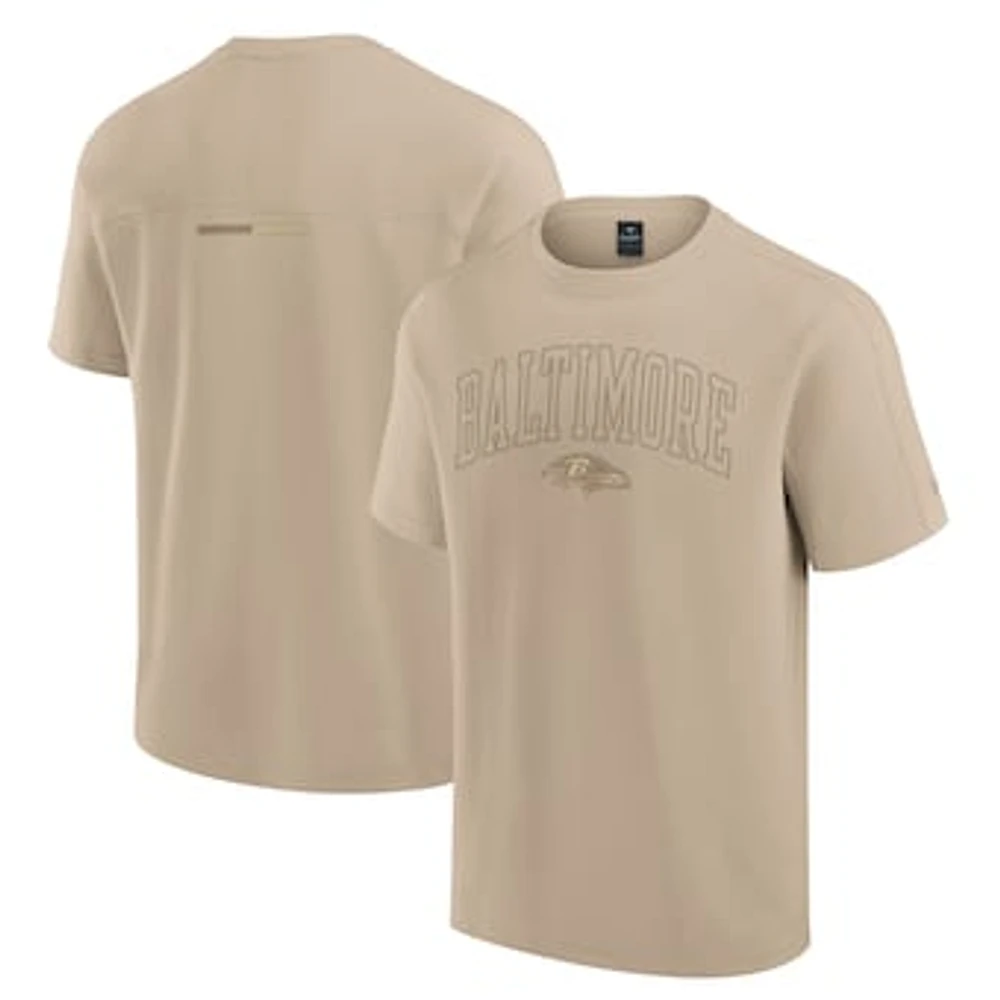 Unisex Fanatics Khaki Baltimore Ravens Elements Heavyweight Tri-Blend T-Shirt