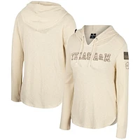 Women's Colosseum Cream Texas A&M Aggies OHT Military Appreciation Casey Raglan Long Sleeve Hoodie T-Shirt