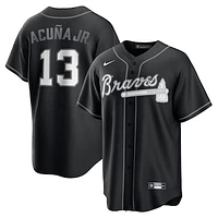Men's Nike Ronald Acuña Jr. Black Atlanta Braves Lights Out Replica Player Jersey
