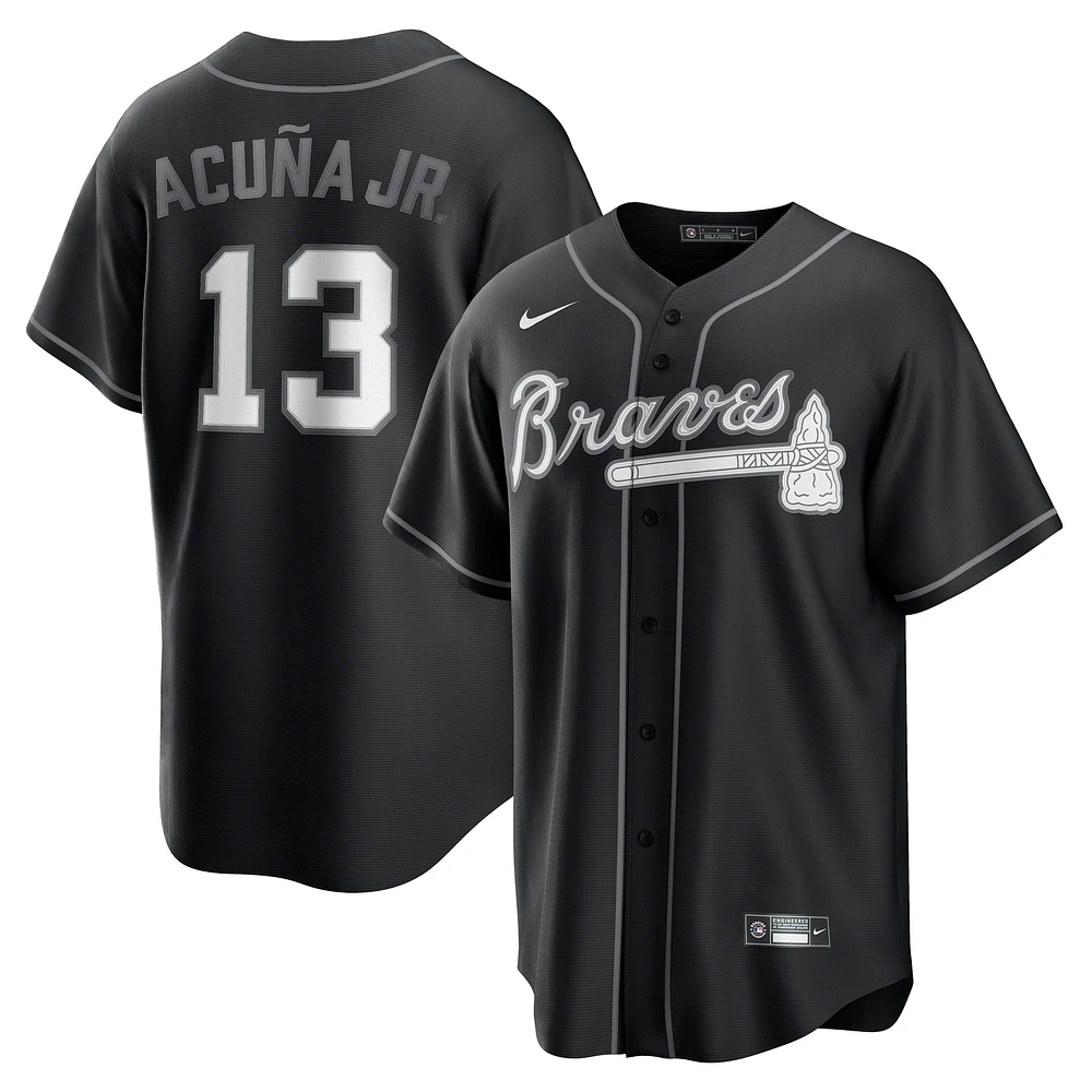 Men's Nike Ronald Acuña Jr. Black Atlanta Braves Lights Out Replica Player Jersey