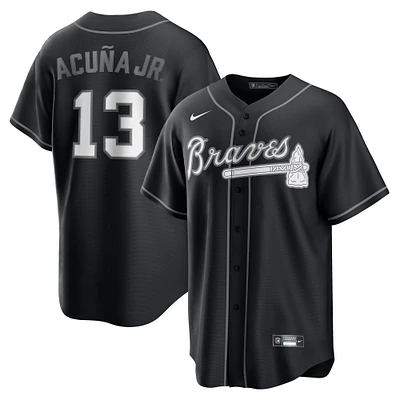 Men's Nike Ronald Acuña Jr. Black Atlanta Braves Lights Out Replica Player Jersey