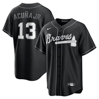 Men's Nike Ronald Acuña Jr. Black Atlanta Braves Lights Out Replica Player Jersey