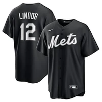 Men's Nike Francisco Lindor Black New York Mets  Replica Player Jersey