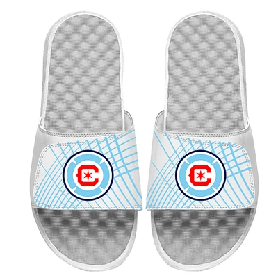 Youth ISlide  White Chicago Fire Lines Slide Sandals