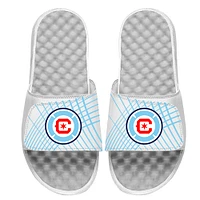 Youth ISlide  White Chicago Fire Lines Slide Sandals
