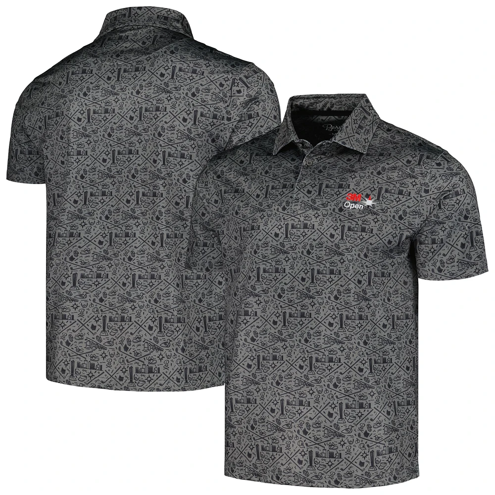 Men's Barstool Golf Black 3M Open Polo