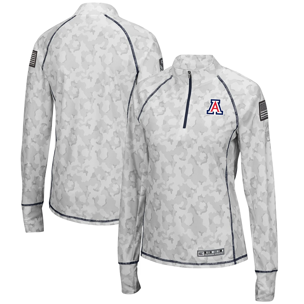 Women's Colosseum Camo Arizona Wildcats OHT Military Appreciation Officer Arctic Lightweight Quarter-Zip Top