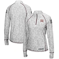 Women's Colosseum Camo Mississippi State Bulldogs OHT Military Appreciation Officer Arctic Lightweight Quarter-Zip Top