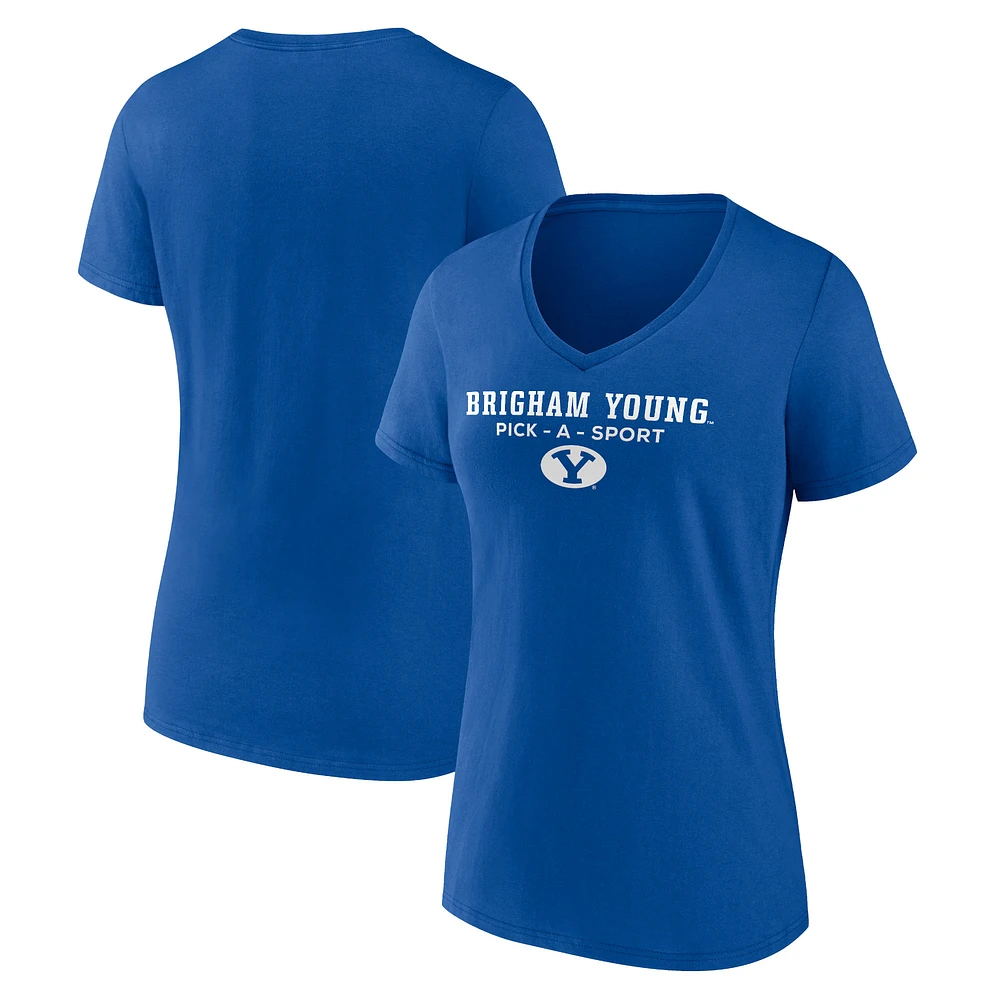 Women's Royal BYU Cougars Authentic Pick-A-Sport V-Neck T-Shirt