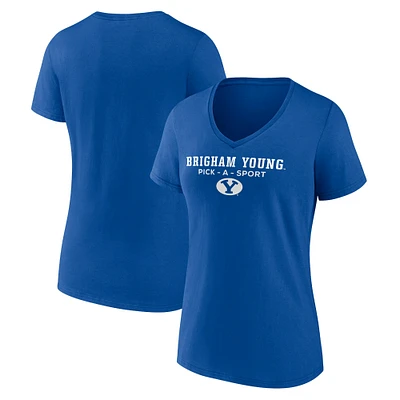 Women's Royal BYU Cougars Authentic Pick-A-Sport V-Neck T-Shirt