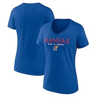 Women's Royal Kansas Jayhawks Authentic Pick-A-Sport V-Neck T-Shirt