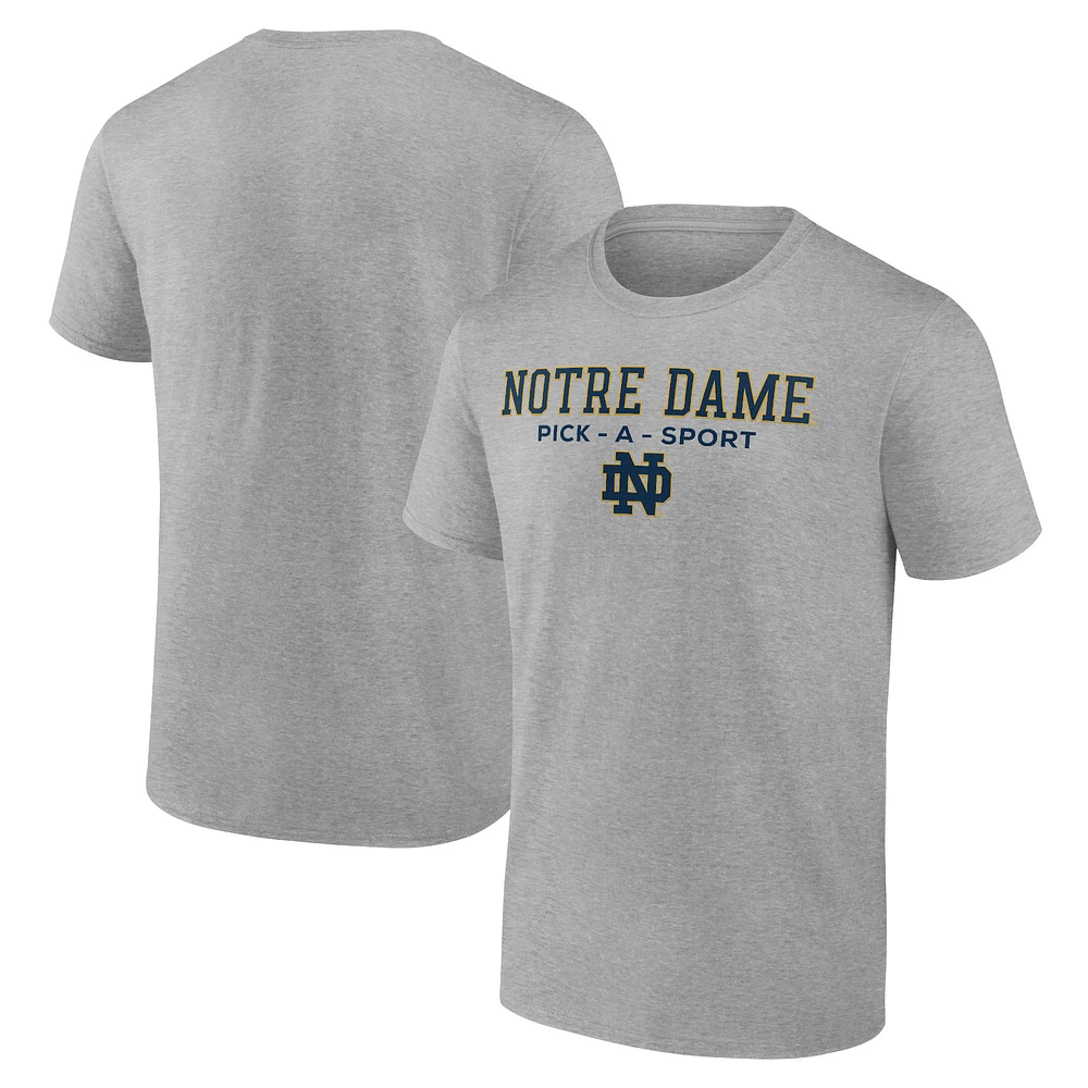 Men's Heather Gray Notre Dame Fighting Irish Authentic Pick-A-Sport T-Shirt