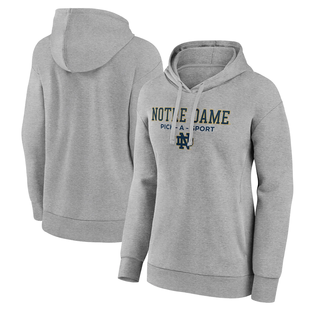 Women's Heather Gray Notre Dame Fighting Irish Authentic Pick-A-Sport Pullover Hoodie