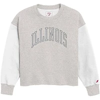 Women's League Collegiate Wear  Gray Illinois Fighting Illini Reverse Fleece Cropped Pullover Sweatshirt