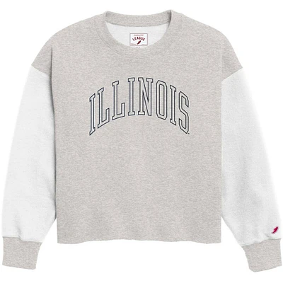 Women's League Collegiate Wear  Gray Illinois Fighting Illini Reverse Fleece Cropped Pullover Sweatshirt
