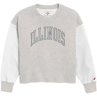 Women's League Collegiate Wear  Gray Illinois Fighting Illini Reverse Fleece Cropped Pullover Sweatshirt
