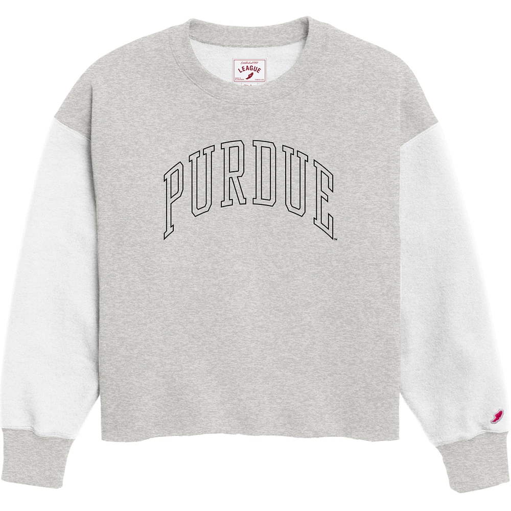 Women's League Collegiate Wear Gray Purdue Boilermakers Reverse Fleece Cropped Pullover Sweatshirt