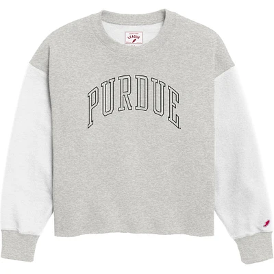 Women's League Collegiate Wear  Gray Purdue Boilermakers Reverse Fleece Cropped Pullover Sweatshirt