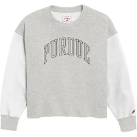 Women's League Collegiate Wear  Gray Purdue Boilermakers Reverse Fleece Cropped Pullover Sweatshirt