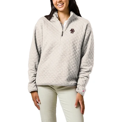 Women's League Collegiate Wear  Cream Boston College Eagles Highland Quilted Quarter-Zip Pullover Top