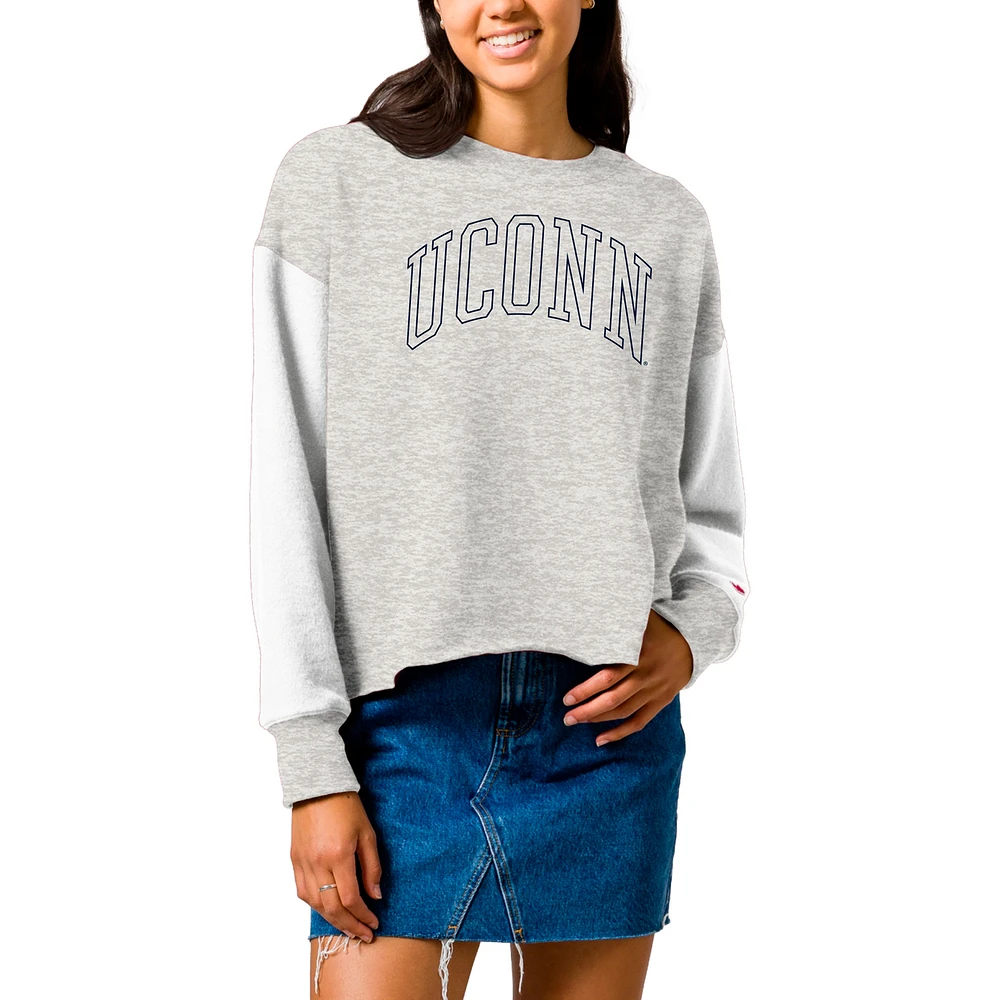 Women's League Collegiate Wear Gray UConn Huskies Reverse Fleece Cropped Pullover Sweatshirt