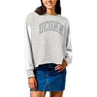 Women's League Collegiate Wear  Gray UConn Huskies Reverse Fleece Cropped Pullover Sweatshirt