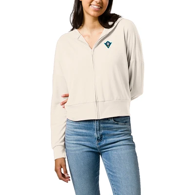 Women's League Collegiate Wear  Cream UNC Wilmington Seahawks All Day Midi Full-Zip Cropped Hoodie