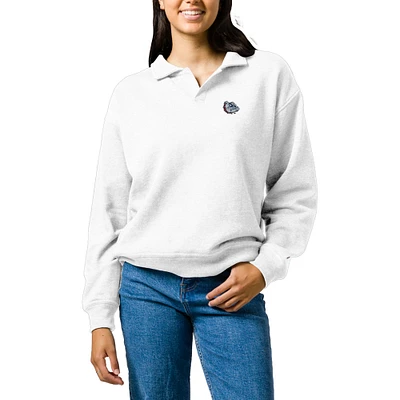 Women's League Collegiate Wear  White Gonzaga Bulldogs Victory Springs Tri-Blend Collared Pullover Sweatshirt