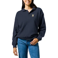Women's League Collegiate Wear  Heather Navy Midshipmen Victory Springs Tri-Blend Collared Pullover Sweatshirt